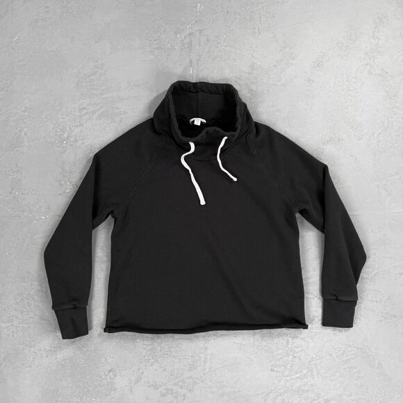 James Perse Mock Neck Cotton French Terry Black Sweatshirt Women's 0, XS - Picture 1 of 4